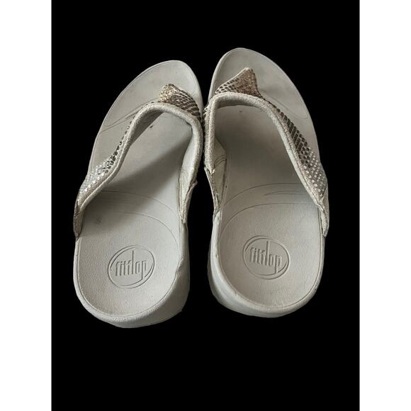 Fitflop Suede Crystal Rokkit Sandals •Women 9/EU 41• Flare Rhinestones Beige - Picture 5 of 9
